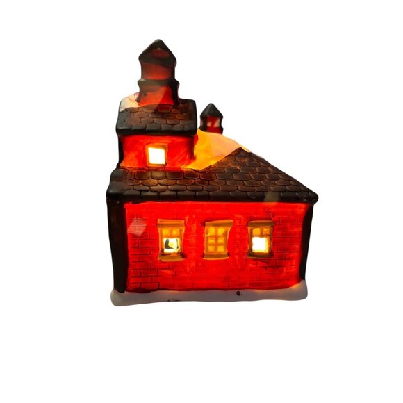 Hand Painted Illuminated Ceramic Firehouse Christmas Village Decor Liberty Bell - Picture 4 of 8